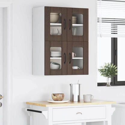 Wall Glass Cabinet LUCCA 2 pcs Brown Oak 60 x 31 x 40 cm