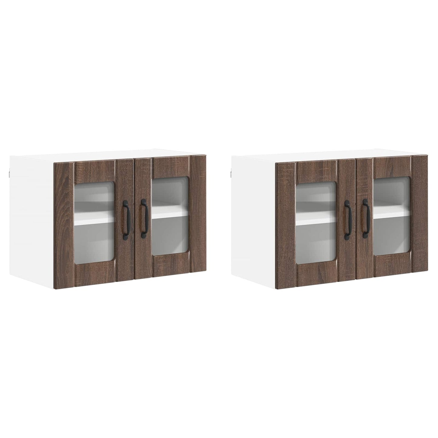 Wall Glass Cabinet LUCCA 2 pcs Brown Oak 60 x 31 x 40 cm