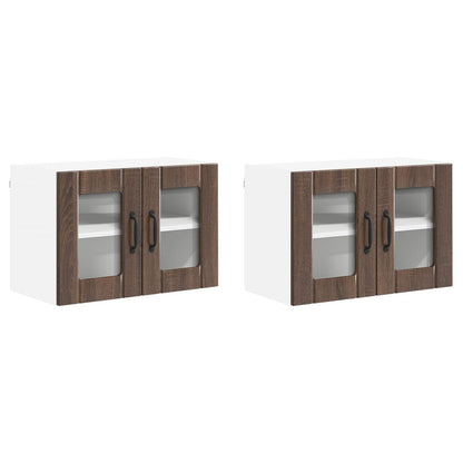 Wall Glass Cabinet LUCCA 2 pcs Brown Oak 60 x 31 x 40 cm