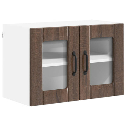 Wall Glass Cabinet LUCCA 2 pcs Brown Oak 60 x 31 x 40 cm