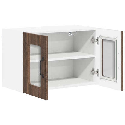 Wall Glass Cabinet LUCCA 2 pcs Brown Oak 60 x 31 x 40 cm