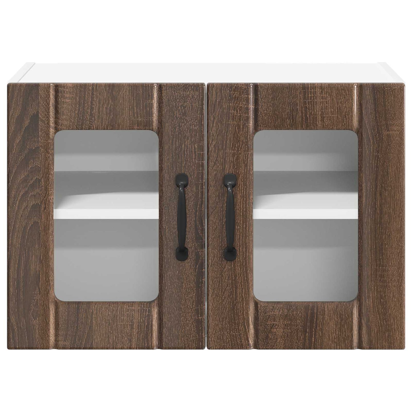 Wall Glass Cabinet LUCCA 2 pcs Brown Oak 60 x 31 x 40 cm
