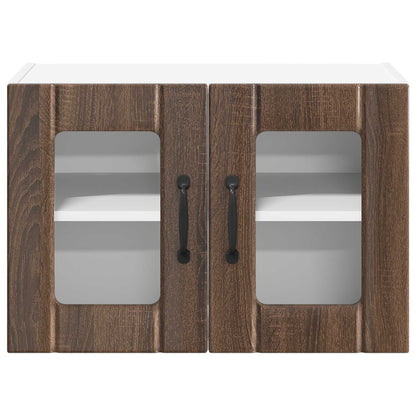 Wall Glass Cabinet LUCCA 2 pcs Brown Oak 60 x 31 x 40 cm