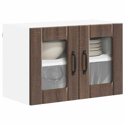 Wall Glass Cabinet LUCCA 2 pcs Brown Oak 60 x 31 x 40 cm
