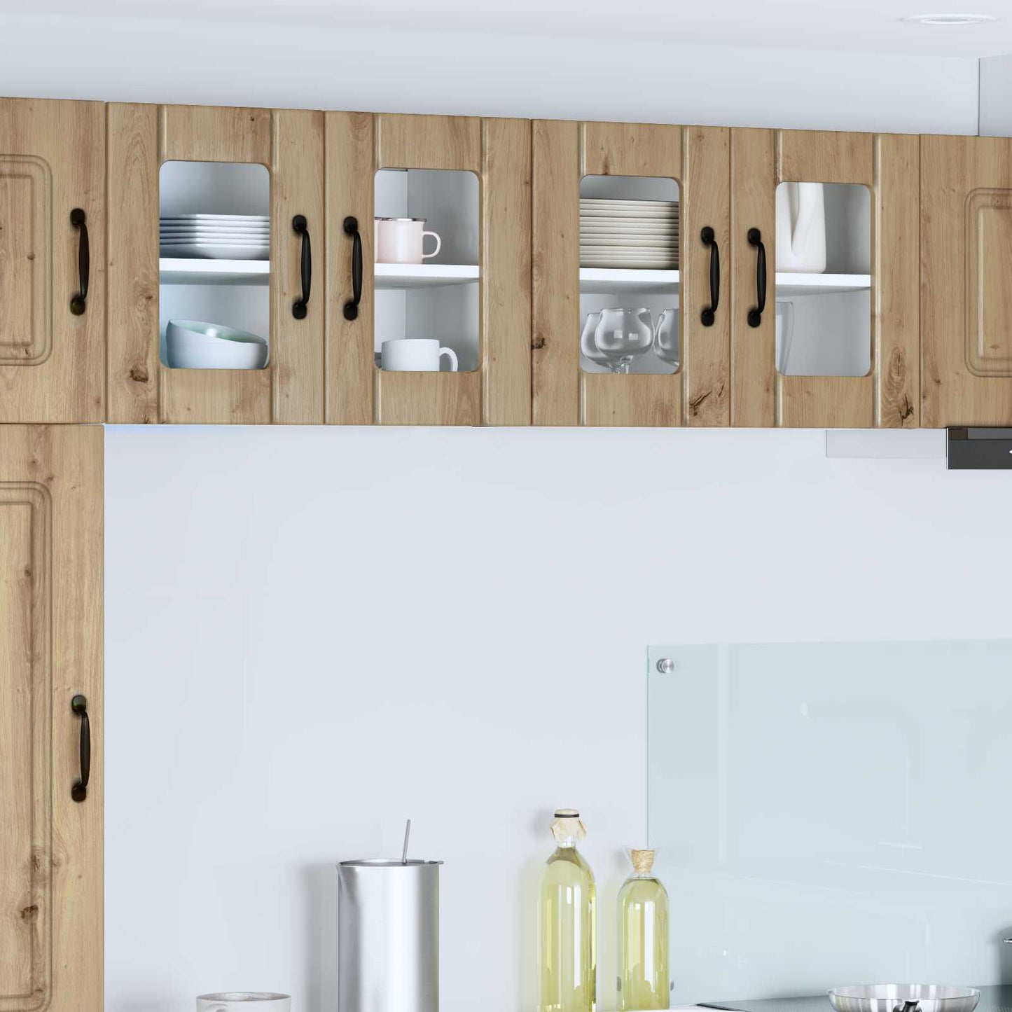 Wall Glass Cabinet LUCCA 2 pcs Artisan Oak 60 x 31 x 40 cm