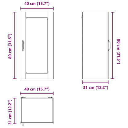 Wall Glass Cabinet LUCCA White 40 x 31 x 80 cm Engineered Wood