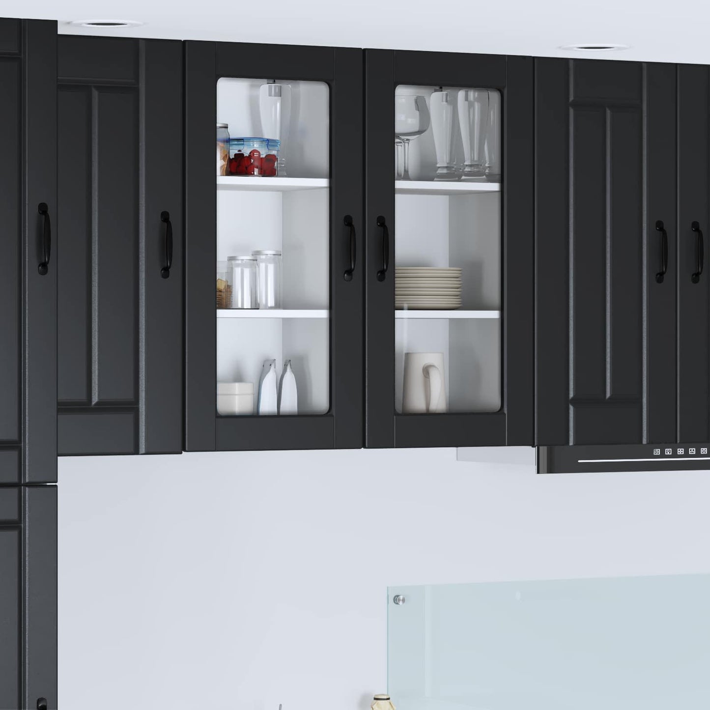 Wall Glass Cabinet LUCCA 2 pcs Black 40 x 31 x 80 cm