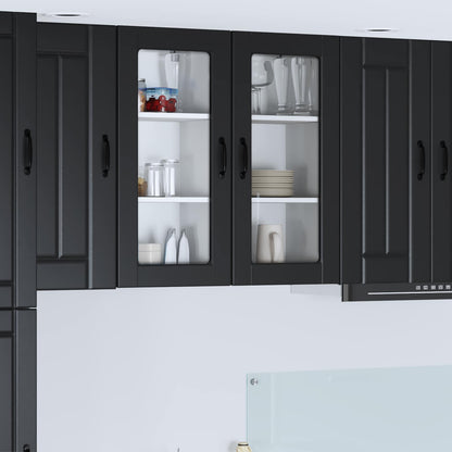 Wall Glass Cabinet LUCCA 2 pcs Black 40 x 31 x 80 cm