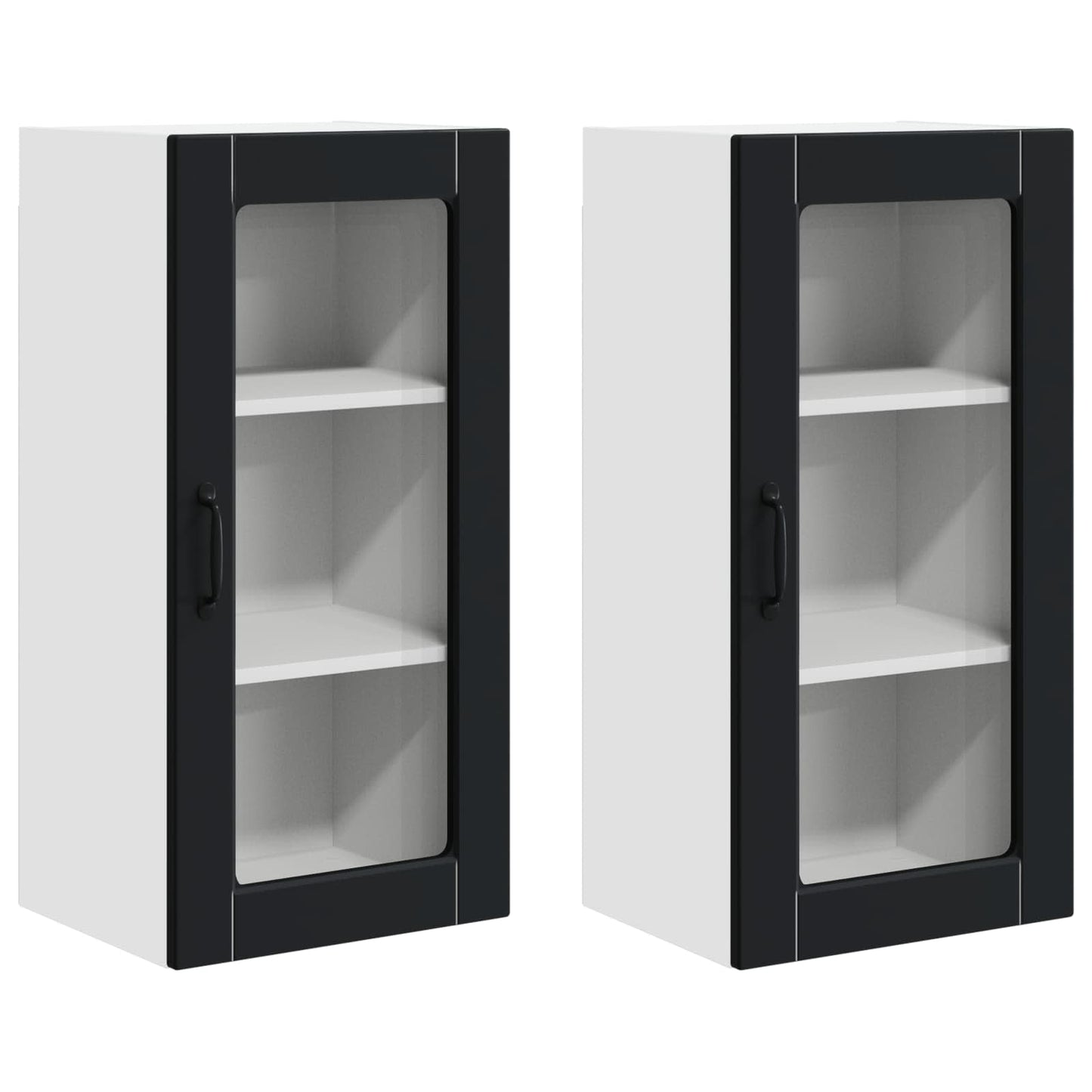 Wall Glass Cabinet LUCCA 2 pcs Black 40 x 31 x 80 cm