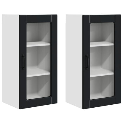 Wall Glass Cabinet LUCCA 2 pcs Black 40 x 31 x 80 cm