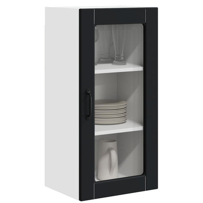 Wall Glass Cabinet LUCCA 2 pcs Black 40 x 31 x 80 cm