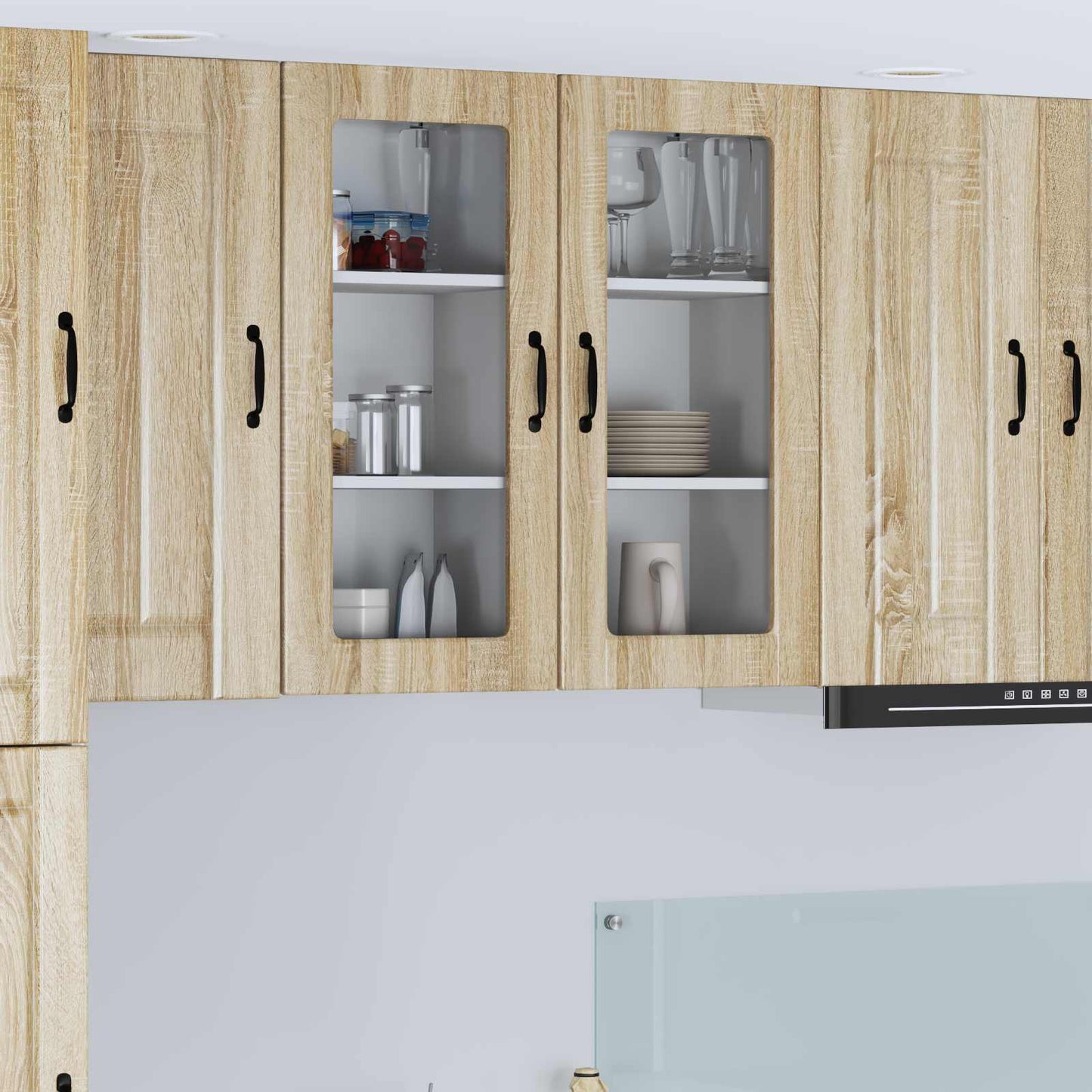 Wall Glass Cabinet LUCCA Sonoma Oak 40 x 31 x 80 cm