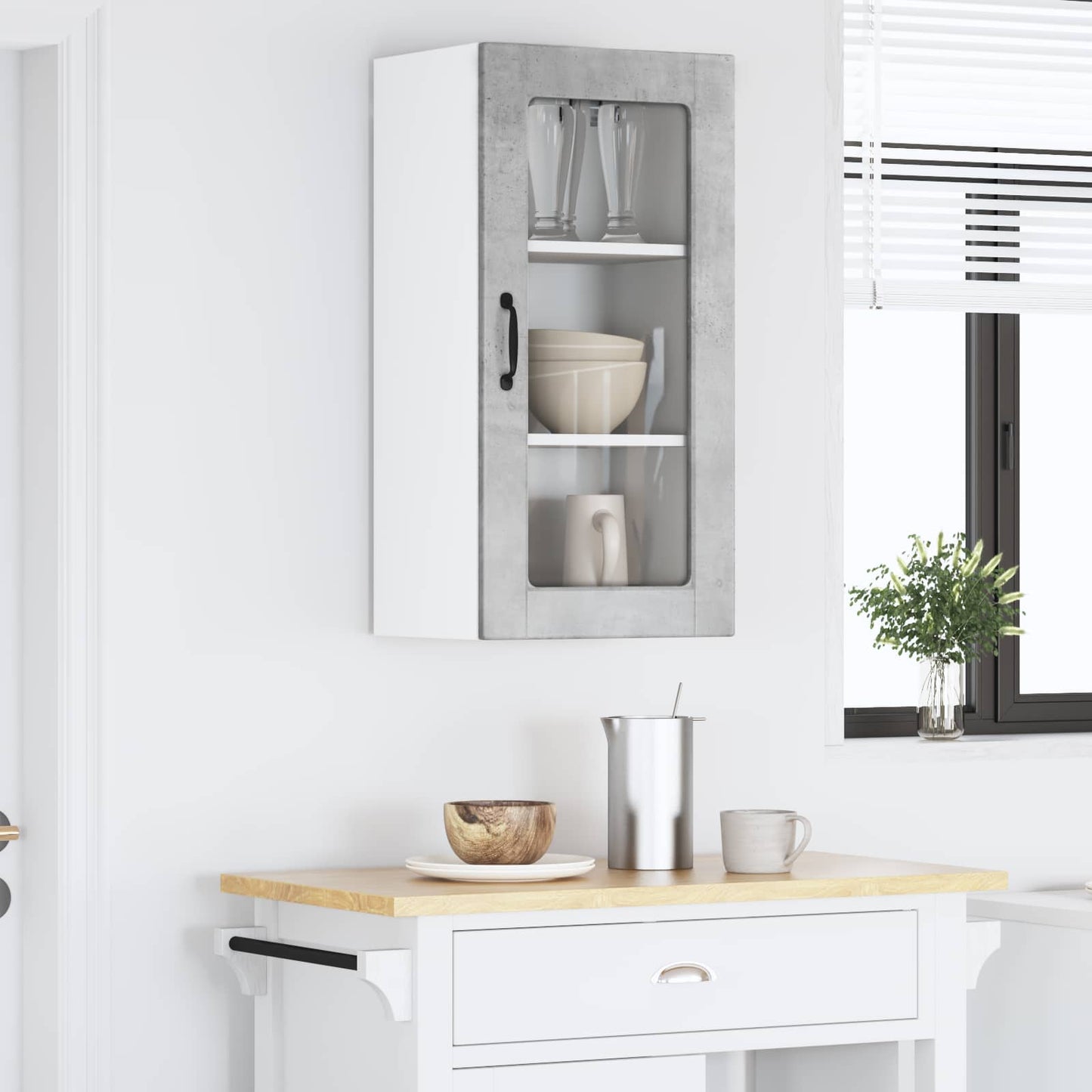 Wall Glass Cabinet LUCCA Concrete Grey 40 x 31 x 80 cm