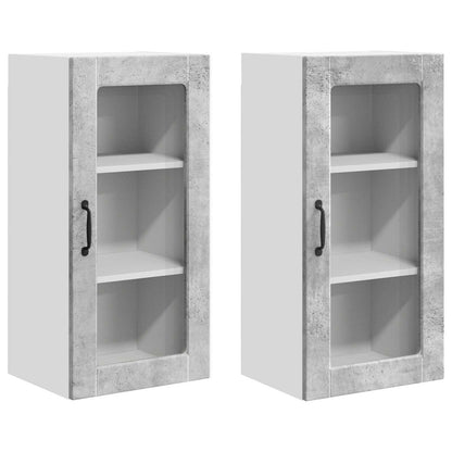 Wall Glass Cabinet LUCCA 2 pcs Concrete Grey 40 x 31 x 80 cm