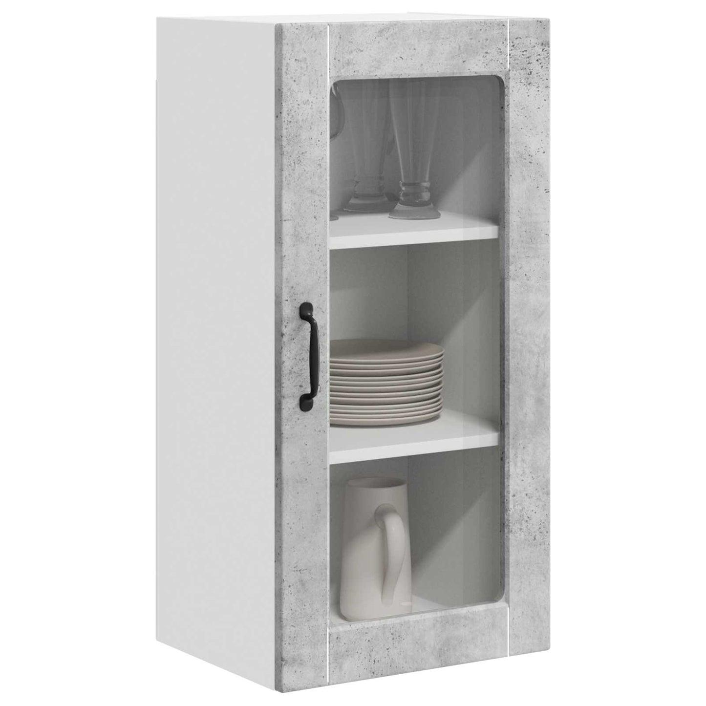 Wall Glass Cabinet LUCCA 2 pcs Concrete Grey 40 x 31 x 80 cm
