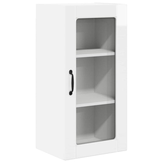 Wall Glass Cabinet LUCCA High Gloss White 40 x 31 x 80 cm