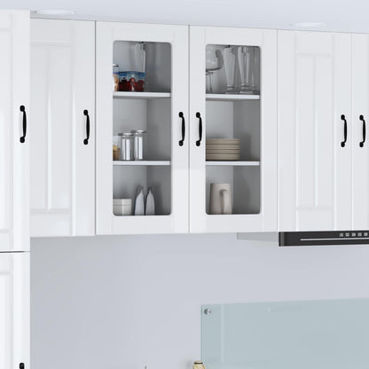 Wall Glass Cabinet LUCCA 2 pcs High Gloss White 40 x 31 x 80 cm