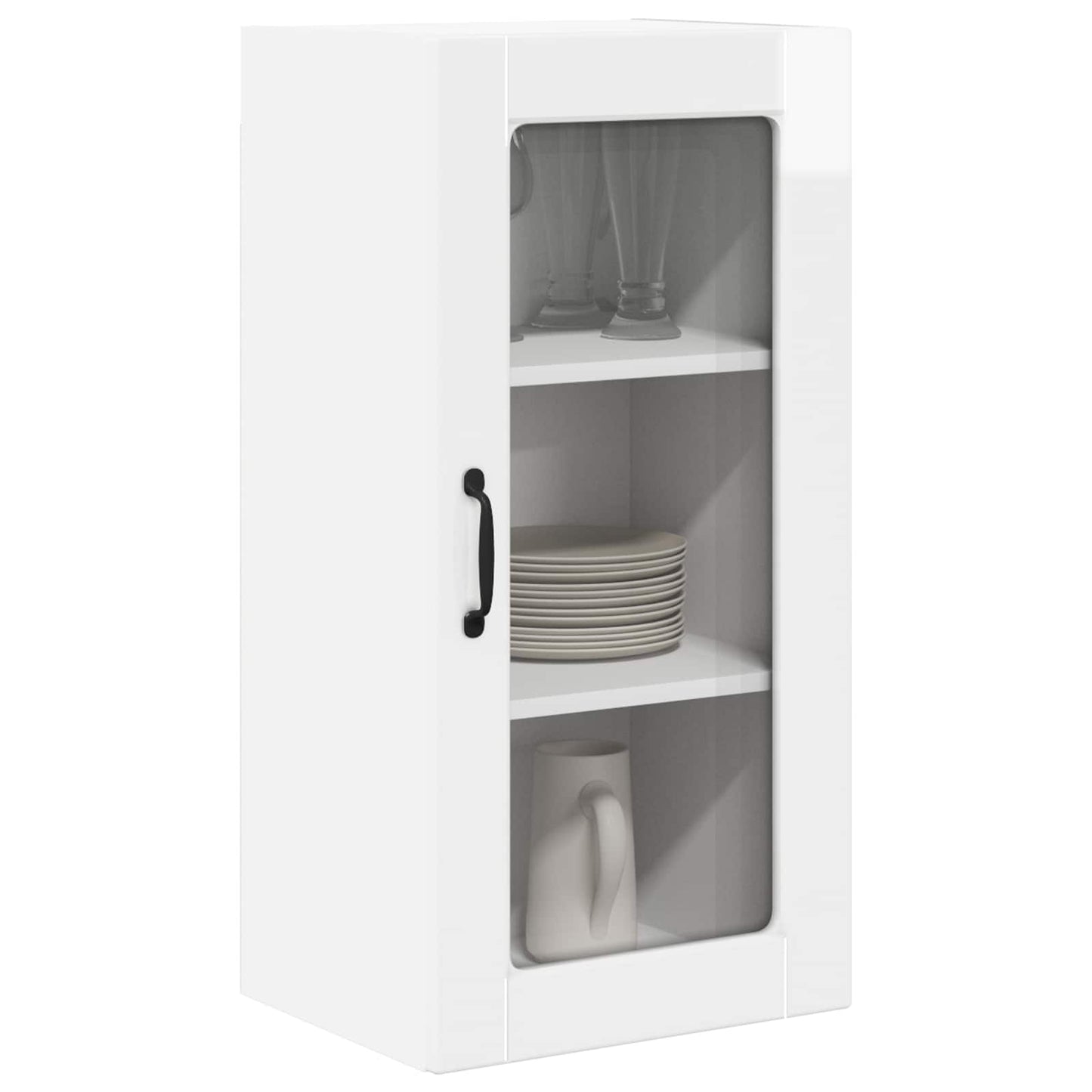Wall Glass Cabinet LUCCA 2 pcs High Gloss White 40 x 31 x 80 cm