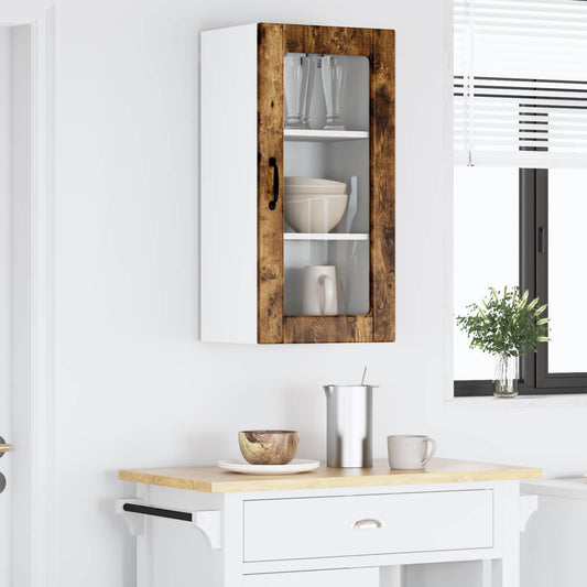 Wall Glass Cabinet LUCCA Smoked Oak 40 x 31 x 80 cm
