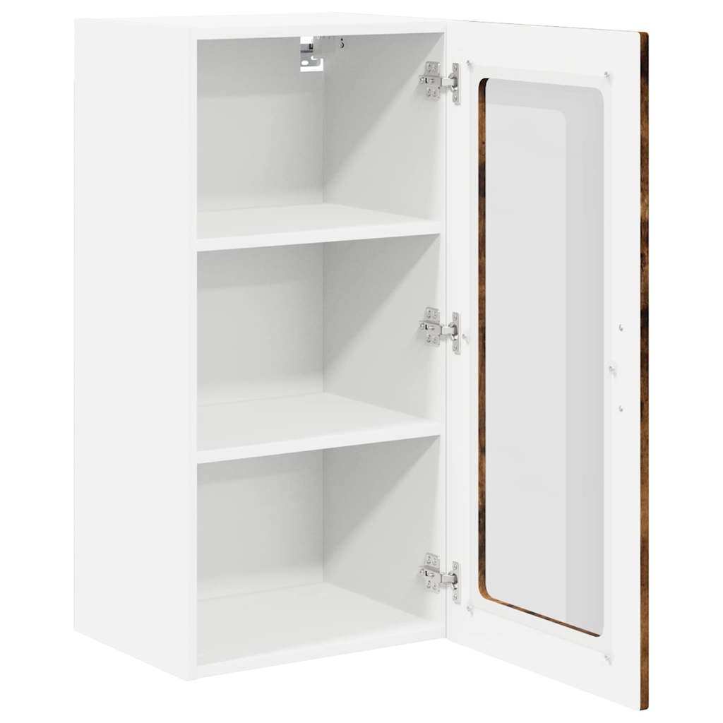 Wall Glass Cabinet LUCCA 2 pcs Smoked Oak 40 x 31 x 80 cm