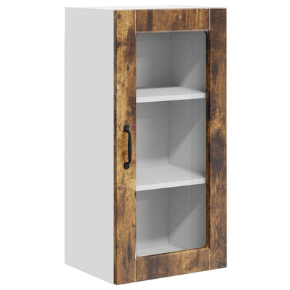 Wall Glass Cabinet LUCCA 2 pcs Smoked Oak 40 x 31 x 80 cm