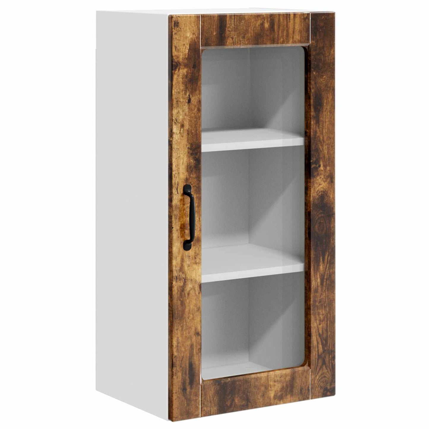 Wall Glass Cabinet LUCCA 2 pcs Smoked Oak Engineered Wood