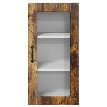 Wall Glass Cabinet LUCCA 2 pcs Smoked Oak 40 x 31 x 80 cm