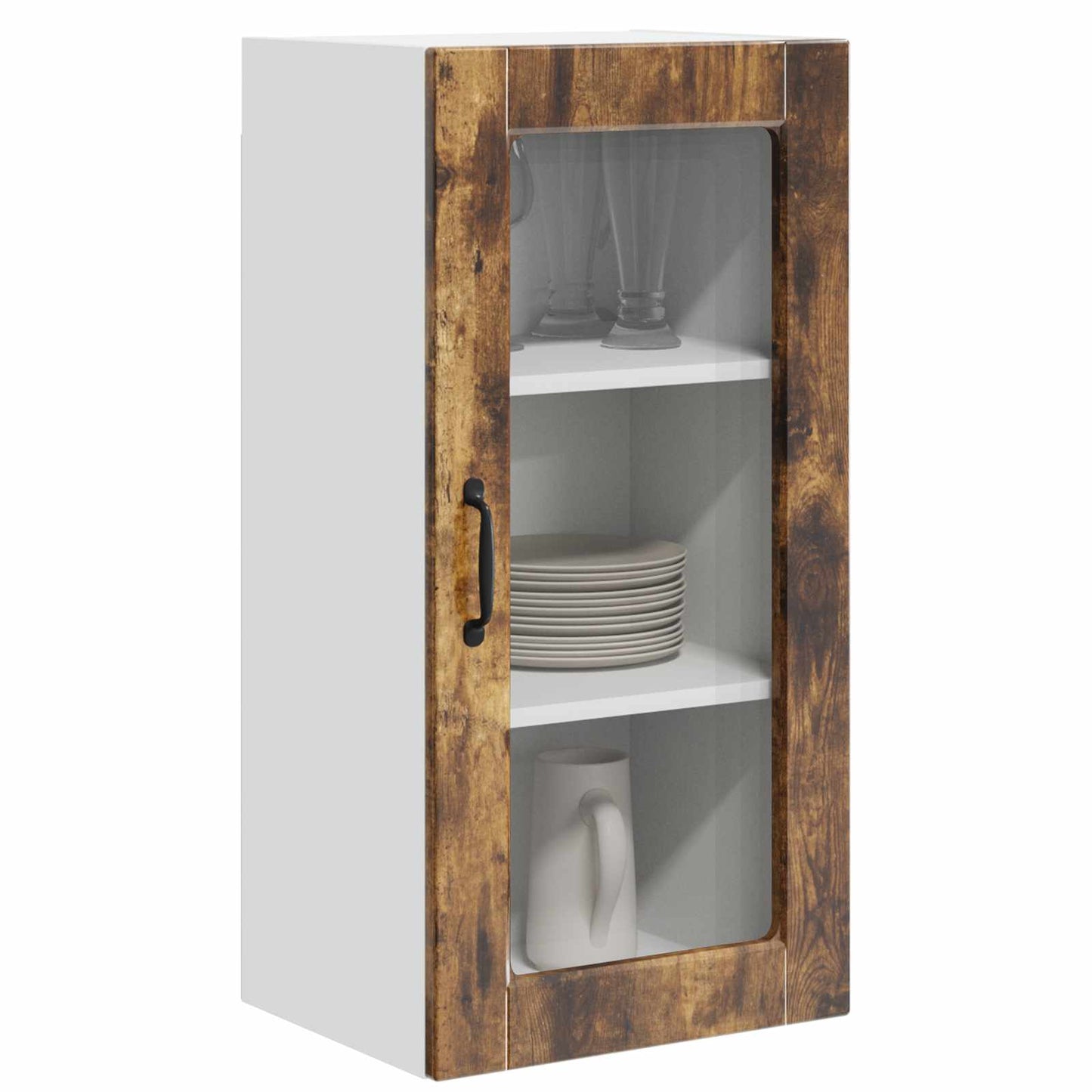Wall Glass Cabinet LUCCA 2 pcs Smoked Oak 40 x 31 x 80 cm