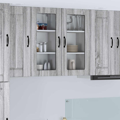 Wall Glass Cabinet LUCCA 2 pcs Grey Sonoma 40 x 31 x 80 cm