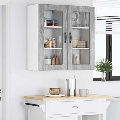 Wall Glass Cabinet LUCCA 2 pcs Grey Sonoma 40 x 31 x 80 cm