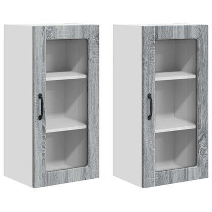 Wall Glass Cabinet LUCCA 2 pcs Grey Sonoma 40 x 31 x 80 cm