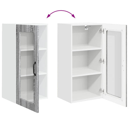 Wall Glass Cabinet LUCCA 2 pcs Grey Sonoma 40 x 31 x 80 cm