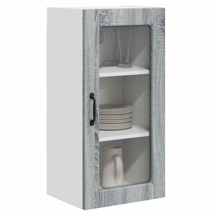 Wall Glass Cabinet LUCCA 2 pcs Grey Sonoma 40 x 31 x 80 cm