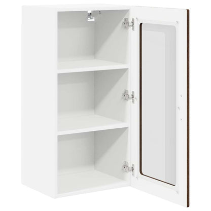 Wall Glass Cabinet LUCCA 2 pcs Brown Oak 40 x 31 x 80 cm
