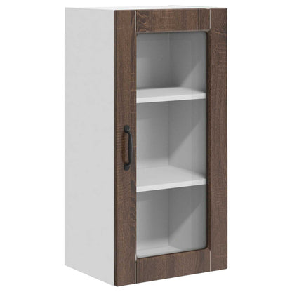 Wall Glass Cabinet LUCCA 2 pcs Brown Oak 40 x 31 x 80 cm