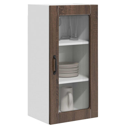 Wall Glass Cabinet LUCCA 2 pcs Brown Oak 40 x 31 x 80 cm