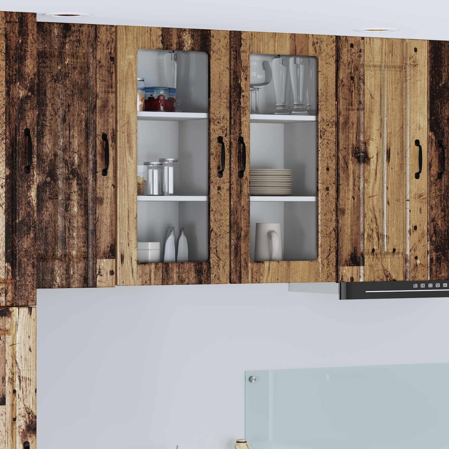 Wall Glass Cabinet LUCCA Old Wood 40 x 31 x 80 cm