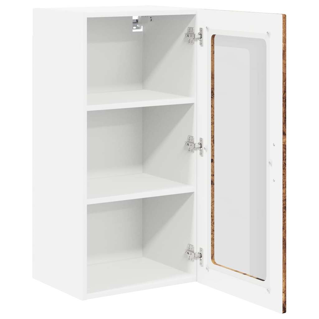 Wall Glass Cabinet LUCCA Old Wood 40 x 31 x 80 cm