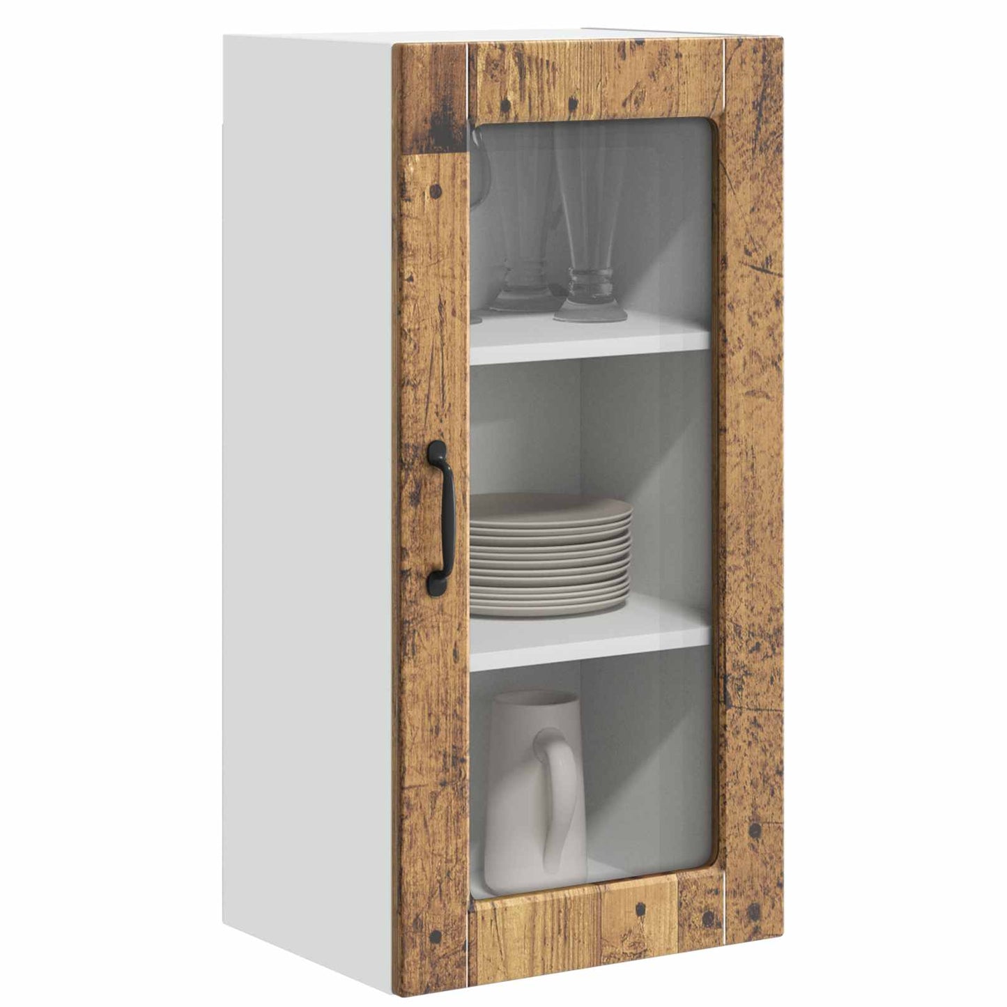 Wall Glass Cabinet LUCCA Old Wood 40 x 31 x 80 cm