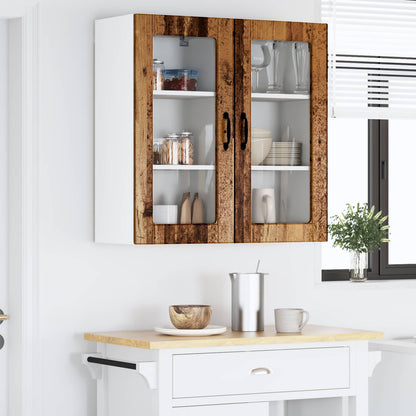 Wall Glass Cabinet LUCCA 2 pcs Old Wood 40 x 31 x 80 cm