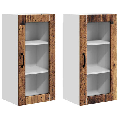 Wall Glass Cabinet LUCCA 2 pcs Old Wood 40 x 31 x 80 cm