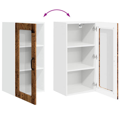 Wall Glass Cabinet LUCCA 2 pcs Old Wood 40 x 31 x 80 cm