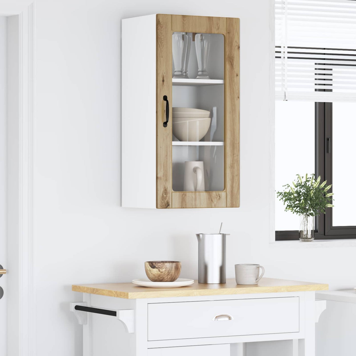Wall Glass Cabinet LUCCA Artisan Oak 40 x 31 x 80 cm