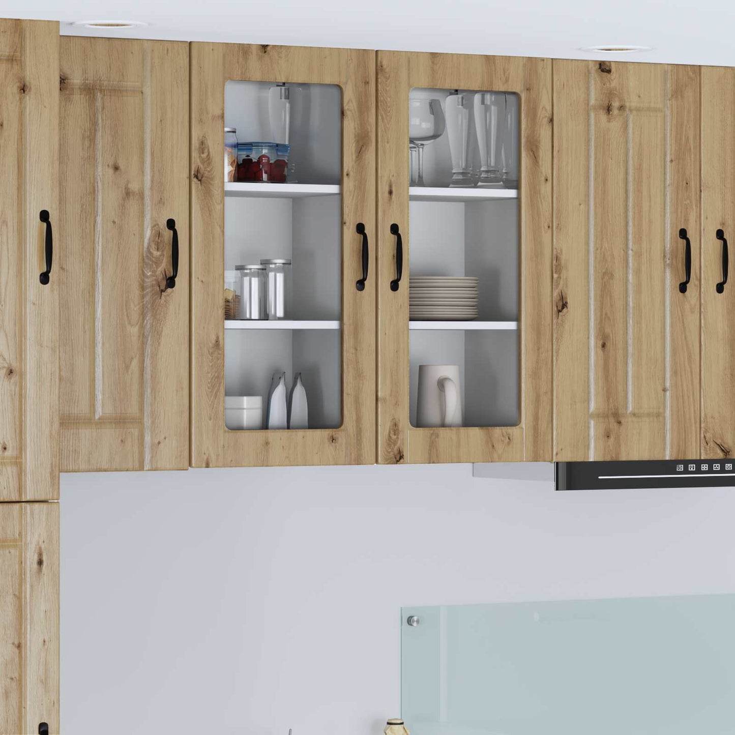 Wall Glass Cabinet LUCCA 2 pcs Artisan Oak 40 x 31 x 80 cm