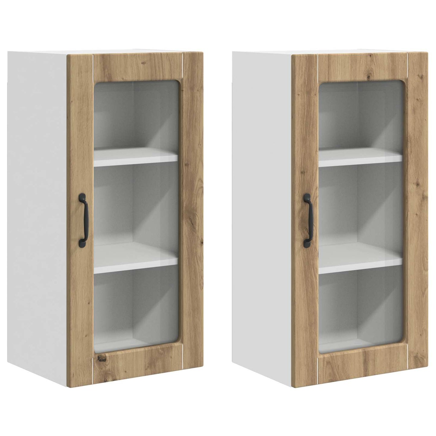 Wall Glass Cabinet LUCCA 2 pcs Artisan Oak 40 x 31 x 80 cm