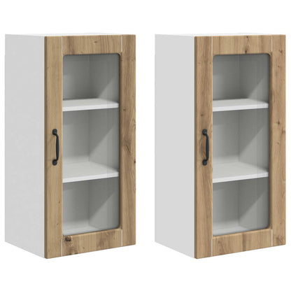 Wall Glass Cabinet LUCCA 2 pcs Artisan Oak 40 x 31 x 80 cm