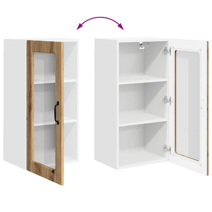 Wall Glass Cabinet LUCCA 2 pcs Artisan Oak Engineered Wood