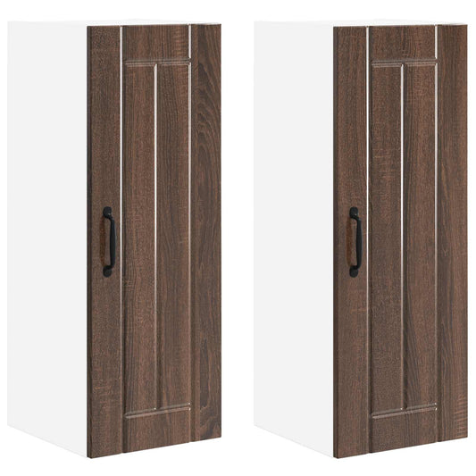 Wall Cabinet LUCCA 2 pcs Brown Oak Engineered Wood