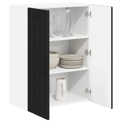 Wall Glass Cabinet LUCCA Black 60 x 31 x 80 cm Engineered Wood
