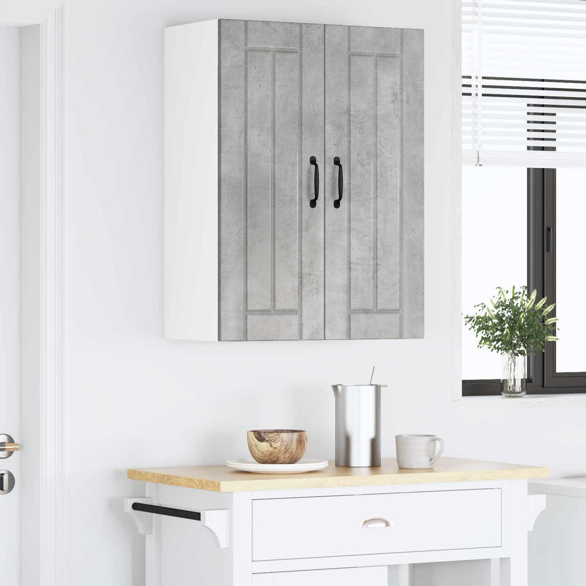 Wall Glass Cabinet LUCCA Concrete Grey 60 x 31 x 80 cm